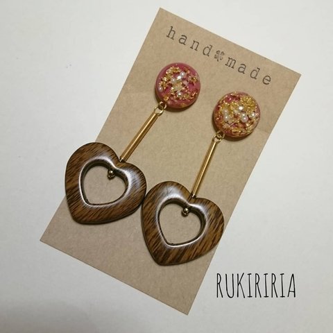 RUKIRIRIA #115 大ぶりピアス アンティークピアス  ヴィンテージピアス ウッドピアス イヤリング 