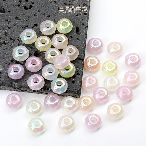 A5052  30個  アクリルビーズ ソロバン メッキ加工 ミックスカラー 14mm  3 x（10ヶ）