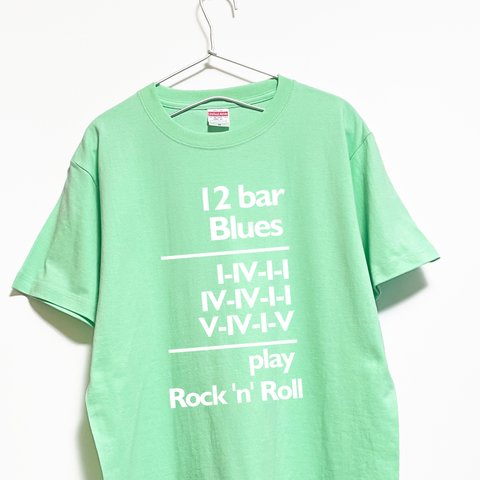 大人なロックンロール・デザインの音楽Ｔシャツ 【メロングリーン】薄すぎず厚すぎない中厚生地 半袖クルーネック