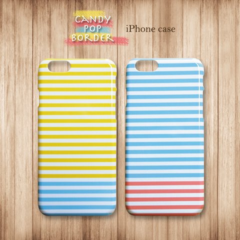 在庫処分SALE ☆  iPhone 6/6s用 （カラー：レモン×ソーダ）ケース ☆ Candy POP ボーダー