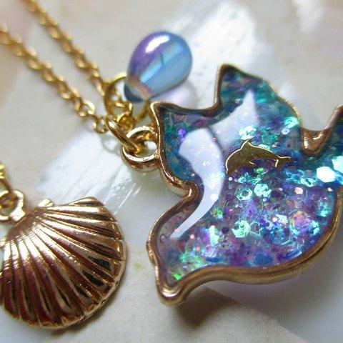 ◇1365 🐚ブルーオーシャン・小さな小さな、小鳥の１粒ネックレス🐦∻∻∻✨