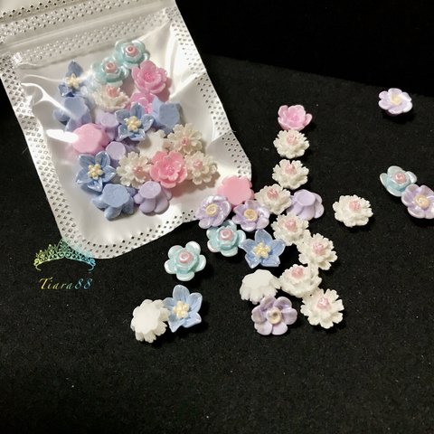 【mix約20p】樹脂　332#花  パーツ　ネイル　ピアス　ヘアクリップ　ネイルシール　ネイルホイル