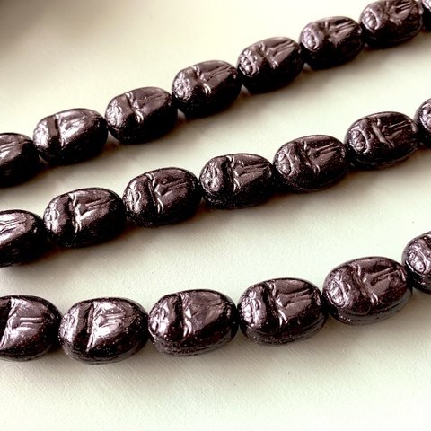 入手困難【6コセット】JIRI＊IVANA#czech beads #チェコビーズ　scarab 14✖️11㍉ jetblack