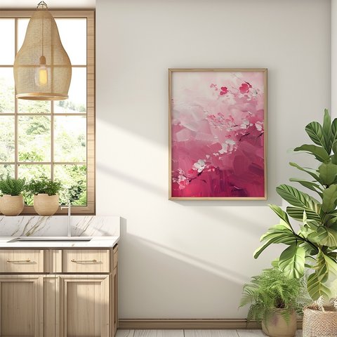 桜のペイントポスター / i1729 / サクラモチーフ　抽象画　インテリアポスター