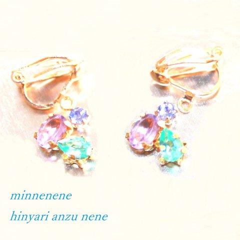 tanzanite & apatite & amethyst earrings 