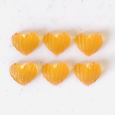 Clear Orange Squeezed Heart Cabochons