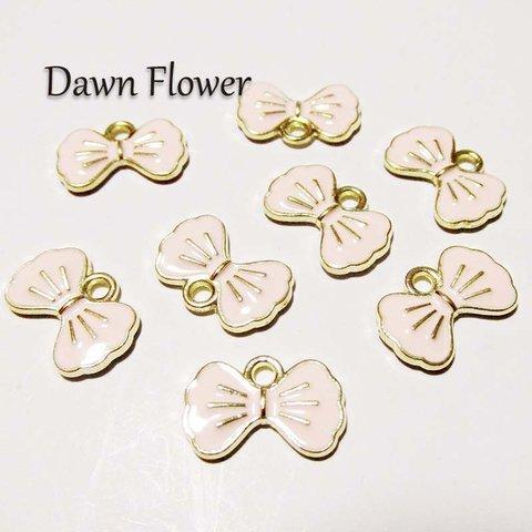 【D-1172】15pcs　リボン　15×10mm　ピンク　チャーム　ハンドメイドパーツ