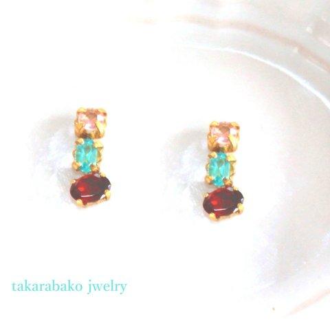 - kimi no kutibiru - Spinel & Apatite & Garnet Earrings