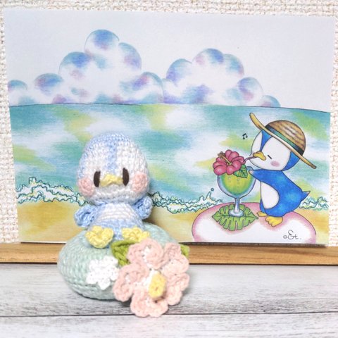 夏だ！浮き輪×ペンギンちゃんのあみぐるみ☆送料無料