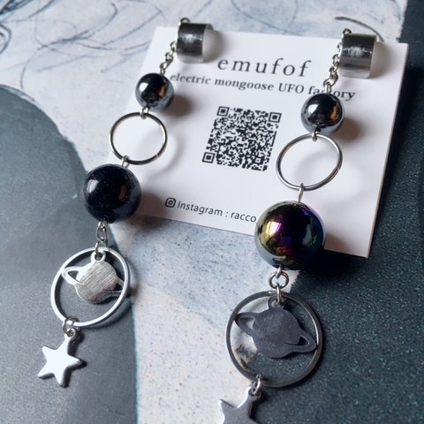 large dot ◯＋planet☆  earcuff  片耳  (全2タイプ) ステンレス イヤーカフ