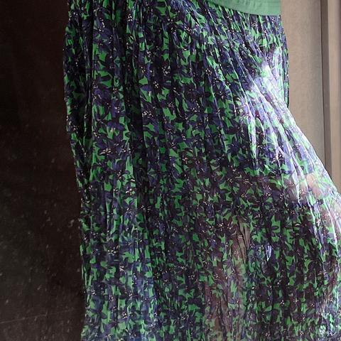 レトロな油絵シフォンスカート~Aラインスカート*花柄ロングシフォンスカート