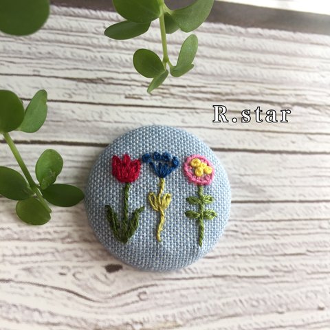 春 お花 刺繍ブローチ