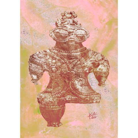 「遮光器土偶」　縄文　教科書　世界文化遺産　水彩画