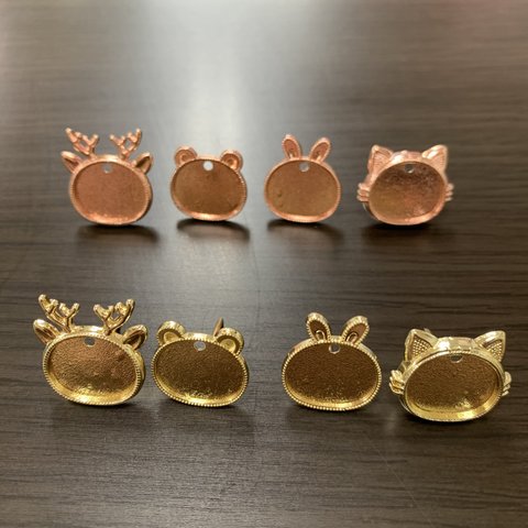 どうぶつミール皿ピン ゴールド＆ピンクゴールド ４種類×２匹×2色 16set