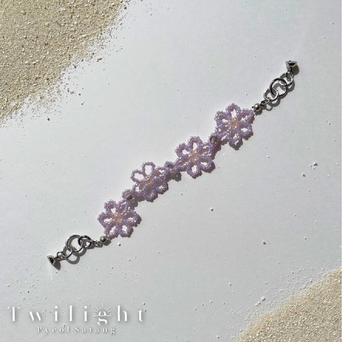 【2023 Twilight collection】Flat flower bracelet(pm 5:30-lilac-)