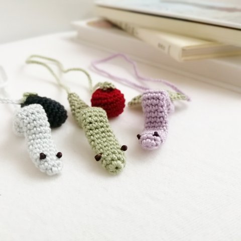 レース糸♡手編みのしおり　ほんのむし　全３色