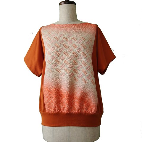 和服生地絞り染めトップス　SHIBORI×ORANGE×TOPS