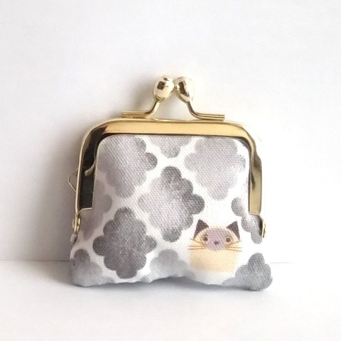 ■角型■小さいがま口：ちっちゃいがま口：角260：かわいいがまぐち：小さい財布：littlie purse：猫,ネコ,肉球,cat