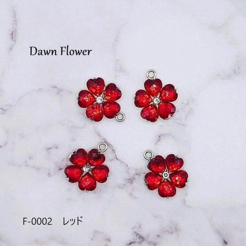 【F-0002】4pcs　さくら　19×23mm　レッド　チャーム　ハンドメイドパーツ