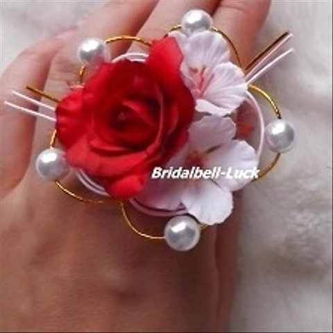 【指輪】ピンク花結び・ミニバラ・桜A