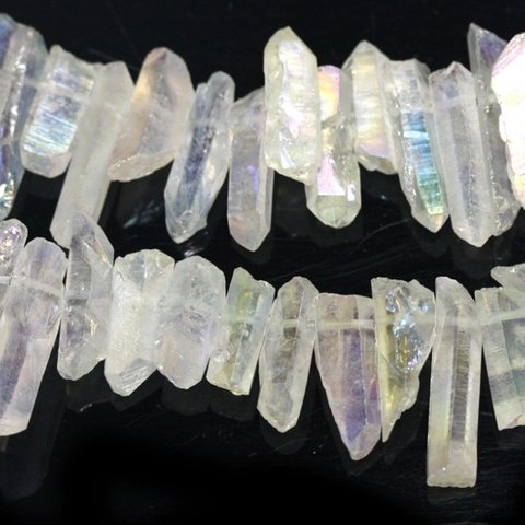  ★再版★天然水晶 氷柱カット オーロラ(艶なし) 小さめ 20g 《約10個》