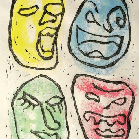 版画 作品『顔相』edition.5/20刀画 the Faces