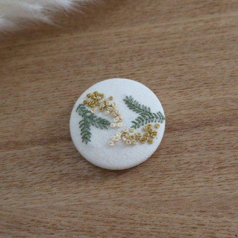 刺繍ヘアゴム　つぶつぶミモザ