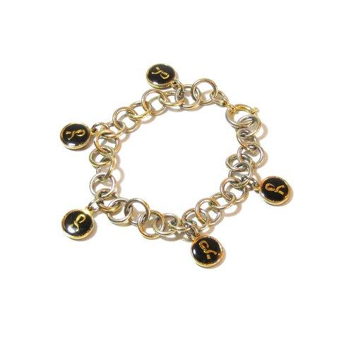 80s Vintage 「Roberta di Camerino」 Logo Black Enamel Bracelet 