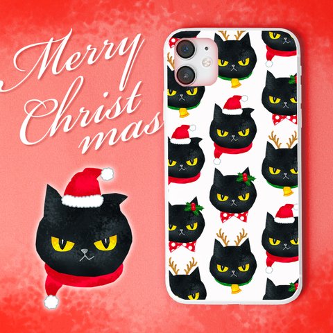 クリスマス 猫 スマホケース ほぼ 全機種対応 iPhone Android 送料無料