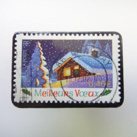 クリスマス切手ブローチ1752