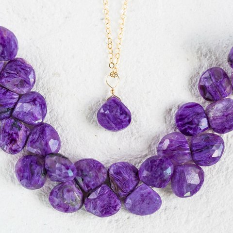 ☆希少高品質ロシアンパープルチャロアイトハート Russian Charoite AAA☆14kgf☆一粒ペンダント☆