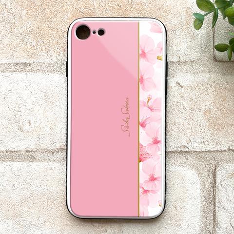桜のガラススマホケース  iphone14 iphone12 桜 春 SE3 第3世代 iphone15 iPhoneXR iphone13