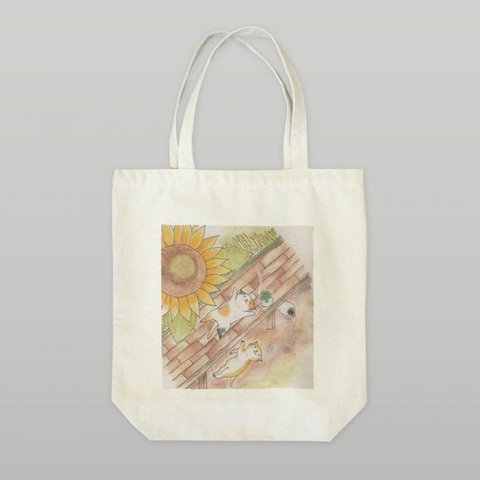 猫と向日葵トートバッグ
