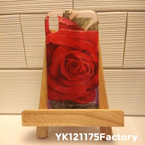 order①/6／コントラストが美しい「深紅の薔薇」のスマホケース(和紙＋‪α‬)