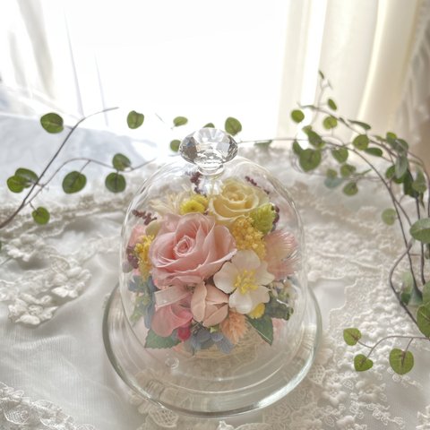 特別価格＊誕生日＊お供え＊結婚祝い＊永遠に咲く綺麗なガラスドームプリザーブドフラワー