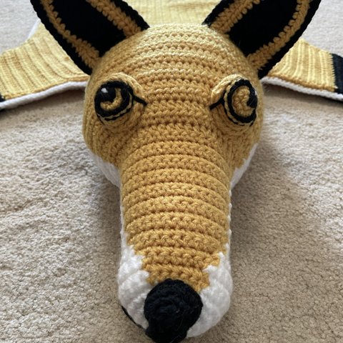 かぎ針編み動物キツネラグマット(両面)【インテリア】デコレーション【座布団】【敷物】　Crochet Animal Fox rug (double sides)