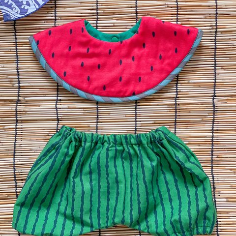 スイカスタイ、かぼちゃパンツのスイカコーディネートセット🍉