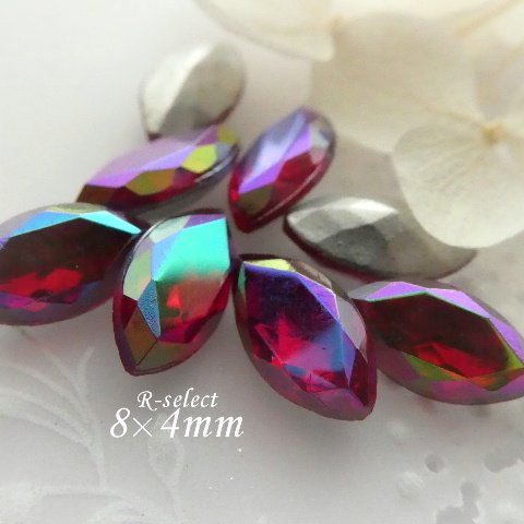 《Vintage》<15個>西ドイツ*8×4mmナベット*ルビーAB