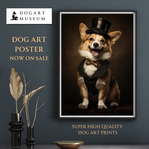 【ファッションショー - ウェルシュコーギー犬 No.1】A2アートポスター 犬の絵 犬の絵画 犬のイラスト