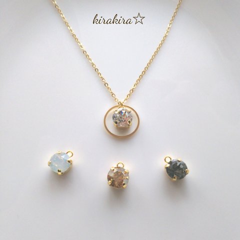 セレクト＊大粒SWAROVSKI＆リングネックレスG（S）