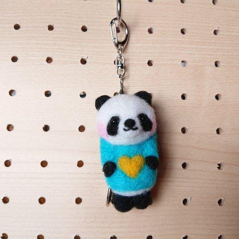 🐼ぷら～んパンダくん(青)キーホルダー❤️羊毛フェルト