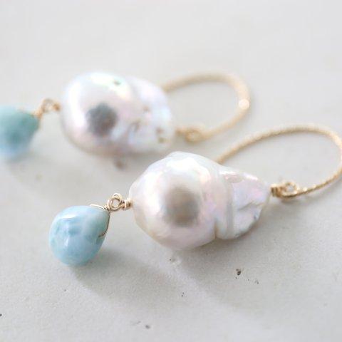 14KGF　larimar baroquepearl pierce[kgf3317]