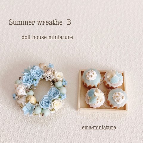 ドールハウス・ミニチュア・Summer wreathe B