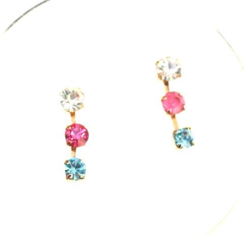 k18gp   vintage glass earrings + blue spphire 14kgf