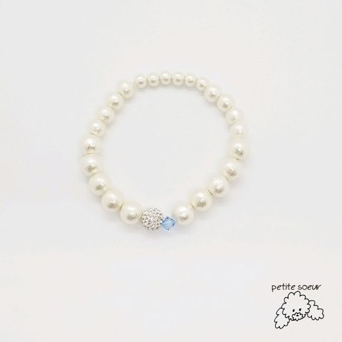 犬用コットンパールネックレス(3月March💎aquamarine)