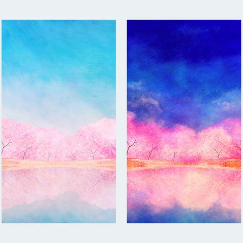 桜と空を描いた、画像データ