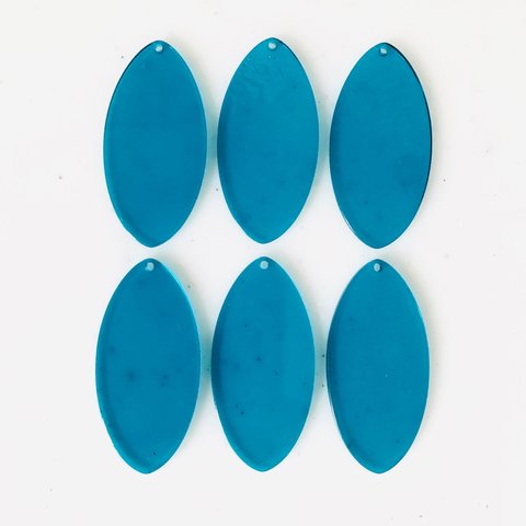 Clear Neon Blue Oval Pendant Tops