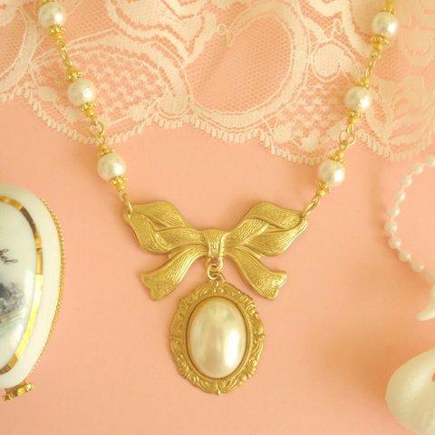 ♡Vintage Pearl Cabochon necklace♡