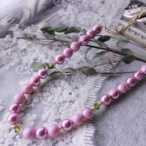 【6/4販売】accent pearl ○aurora pink ○【ネックレス】