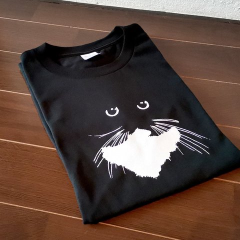 【再再入荷】タキシード猫のTシャツ L（5.6oz/ねこブラック）